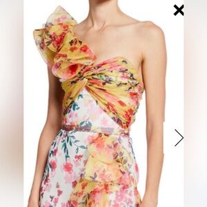 Marchese notte Floral One-Shoulder Dress